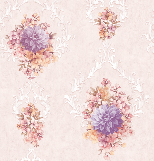 картинка 88259-2 Fresco Обои виниловые на бумажной основе 1.06*15.6 рисунок цветочный цвет розовый